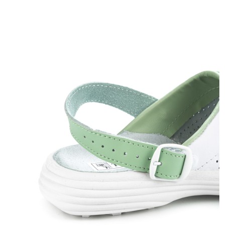 Сабо женские нат.кожа Комфорт ПВХ, белый/зеленый
