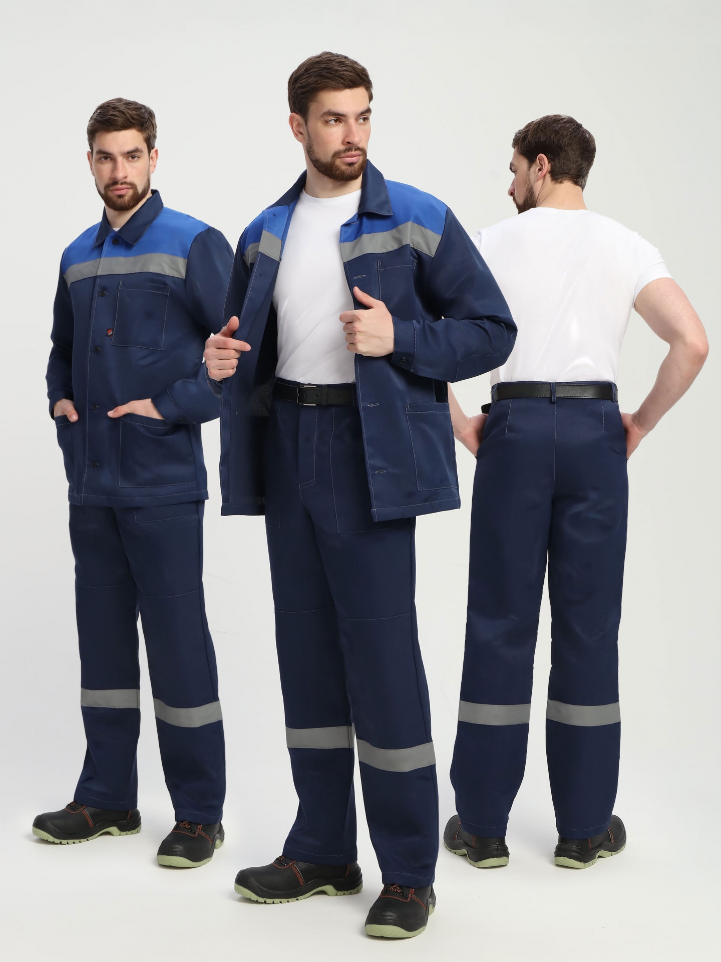 Костюм Стандарт СОП усиленный (тк.Смесовая,210) брюки, т.синий/васильковый