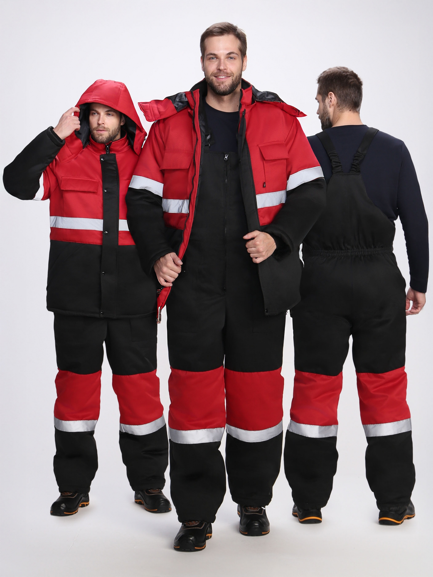 Костюм зимний Профи-Норд (тк.Смесовая,250) п/к, черный/красный