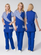 Фартук-сарафан Утро (тк.ТиСи), васильковый/полоска