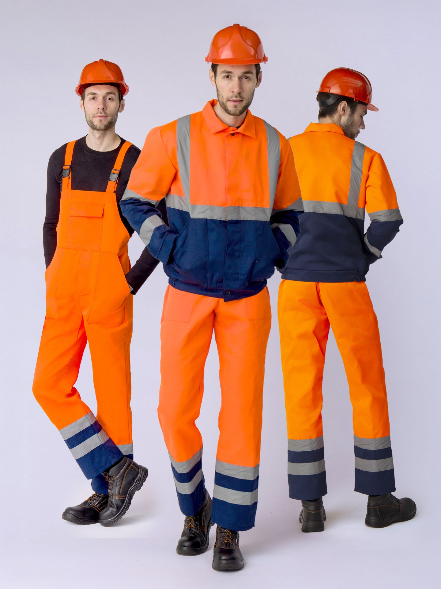 Костюм Дорожник с укороченной курткой (тк.Смесовая,210) п/к, оранжевый/т.синий