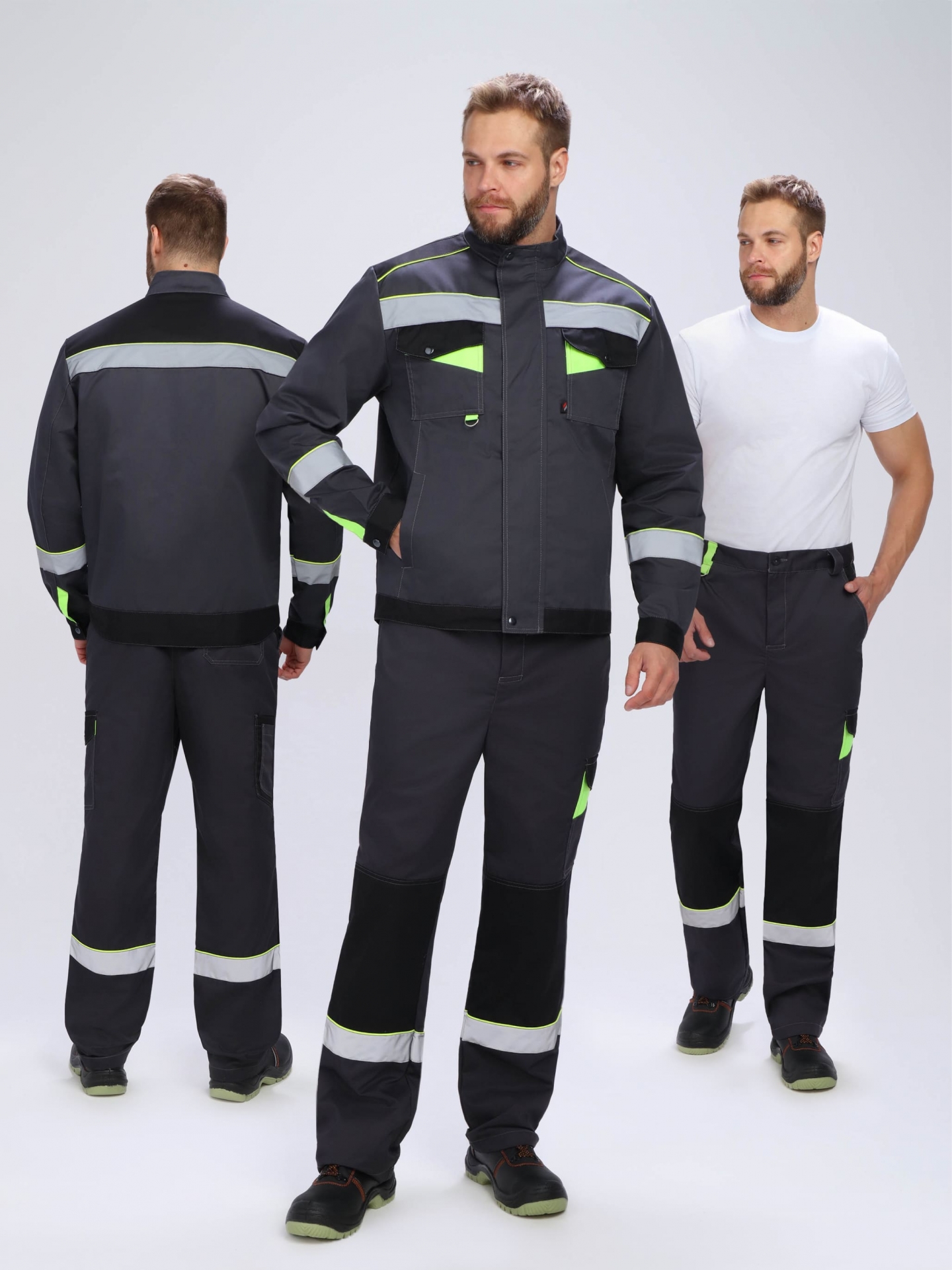 Костюм Ховард-1 (тк.Смесовая,240) брюки, т.серый/черный/лимонный