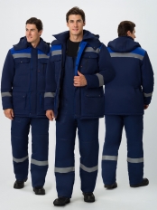 Костюм зимний Титан (тк.Смесовая,210) п/к, т.синий/васильковый