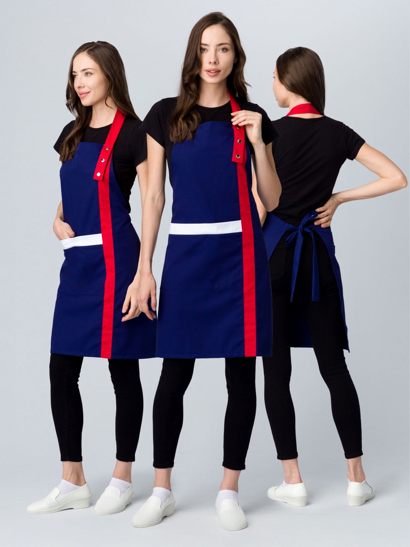 Фартук с грудкой универсальный Ниагара (тк.Форвард,210), т.синий/красный (026)