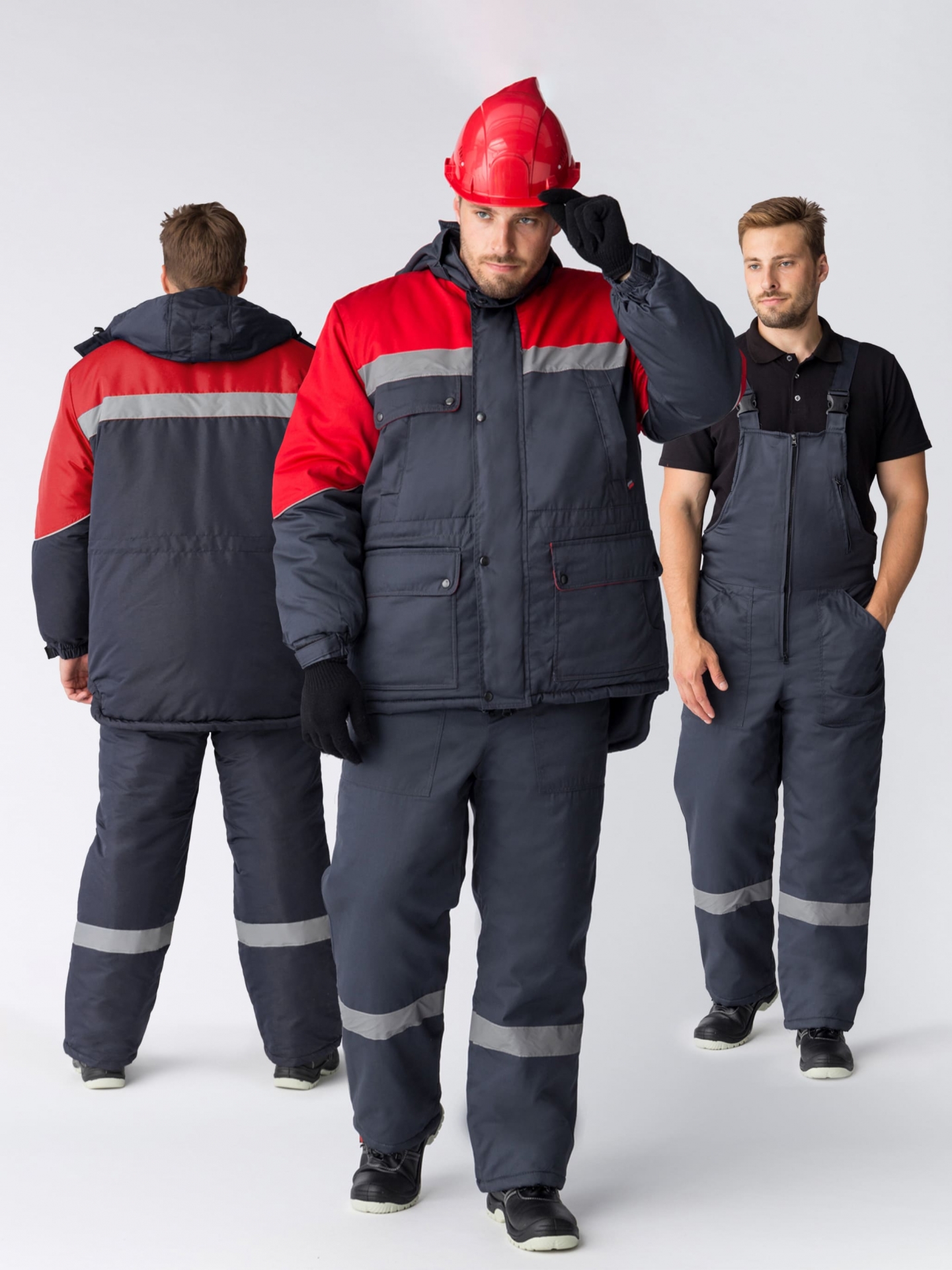 Костюм зимний Сибер СОП (тк.Балтекс,210) п/к, т.серый/красный