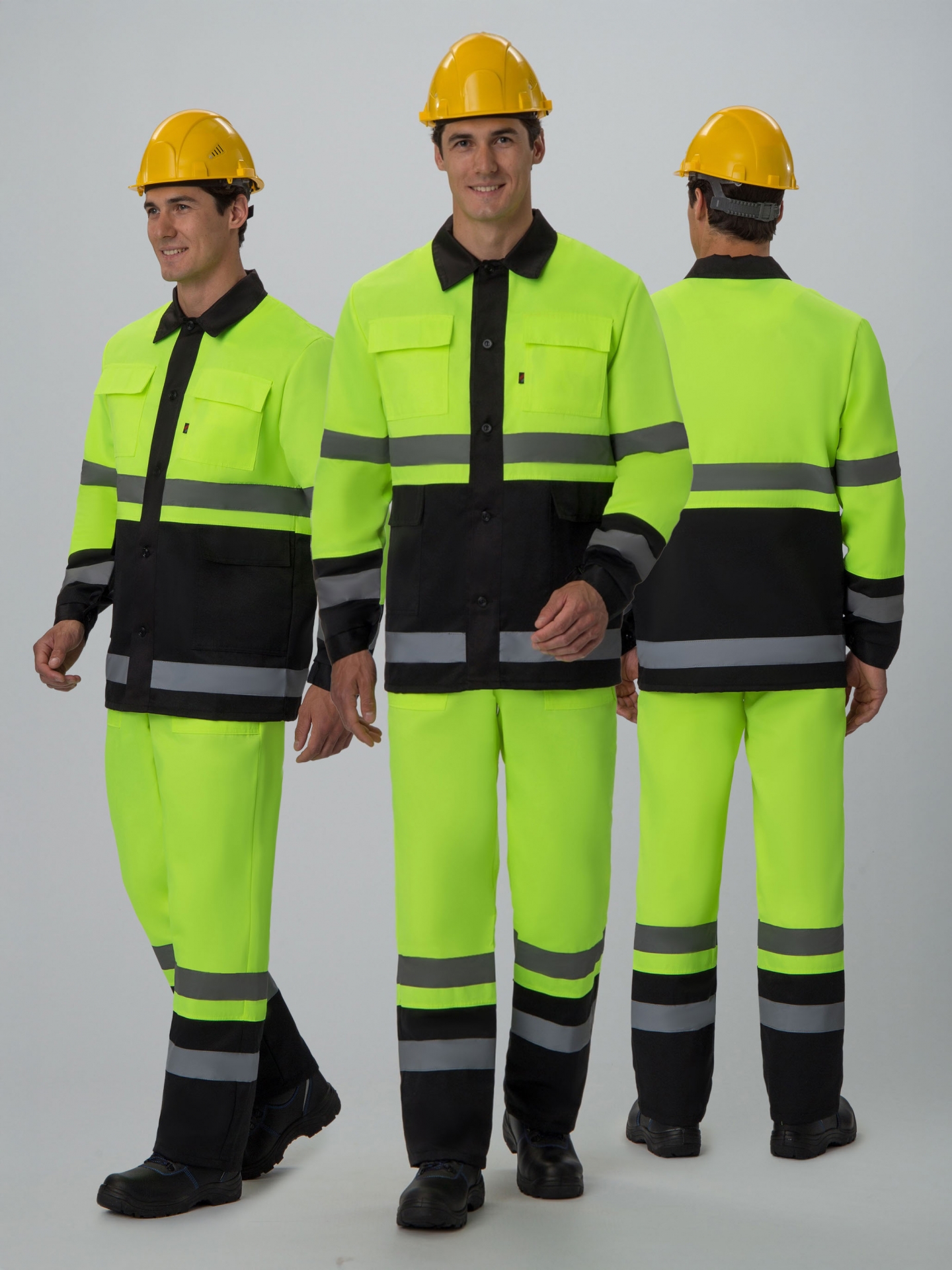 Костюм Дорожник (тк.Смесовая,210) п/к, лимонный/черный