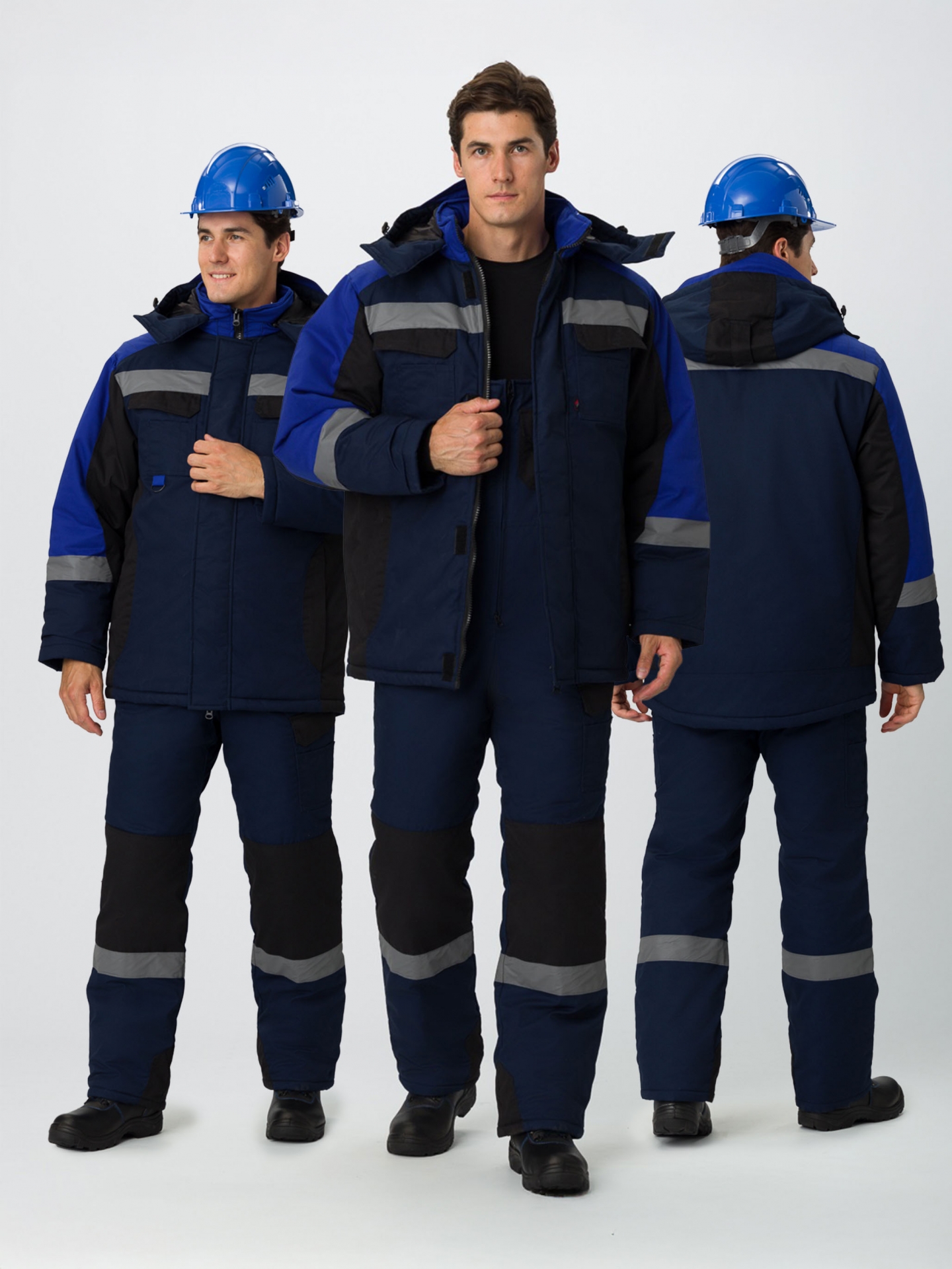 Костюм зимний Фаворит-Мега (тк.Протек,240) п/к, т.синий/черный/васильковый