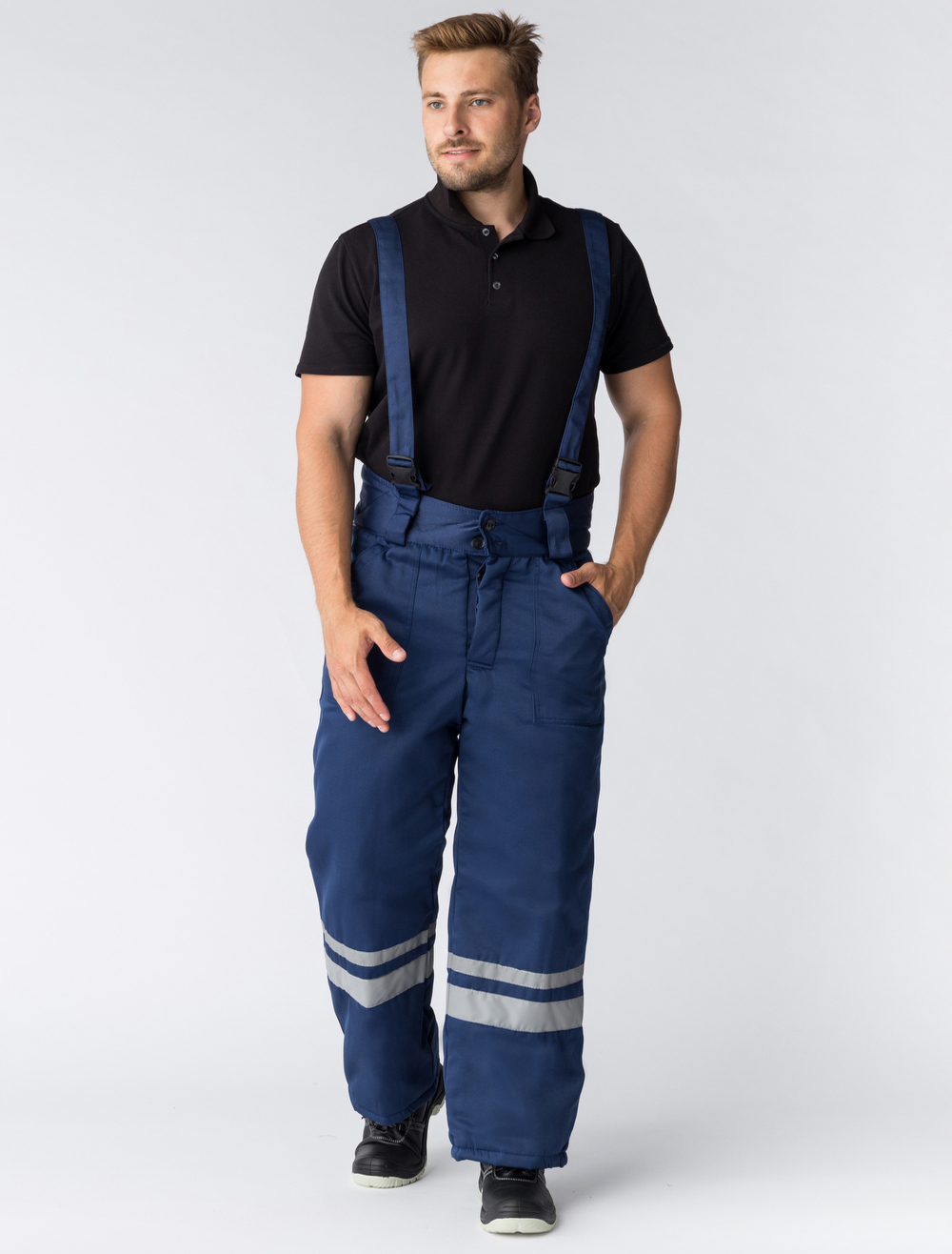 Костюм зимний Горизонт-Люкс (тк.Смесовая,210) брюки, т.синий/оранжевый