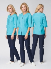 Костюм женский Спринт (тк.ТиСи), бирюзовый/т.синий