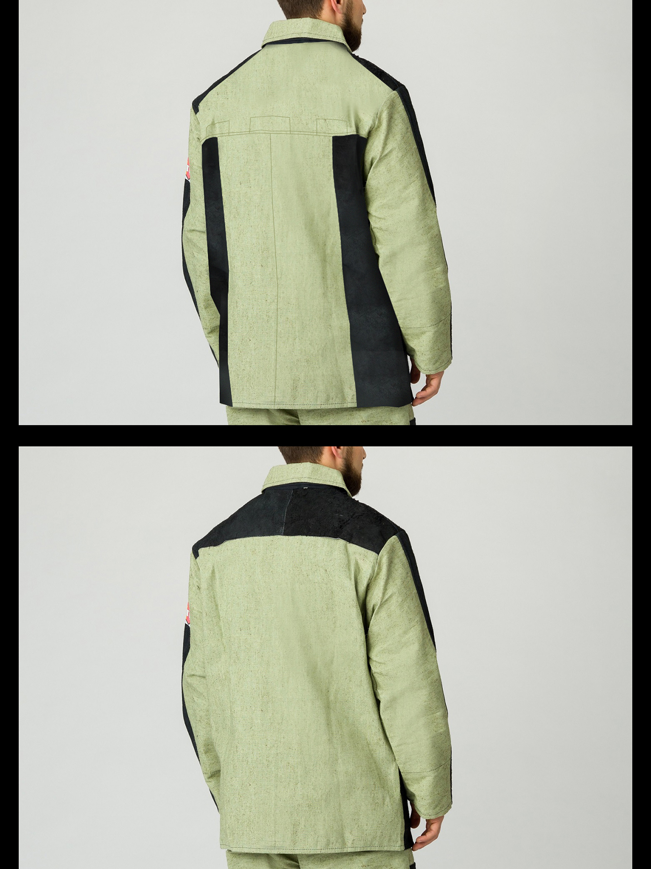 Костюм сварщика комбинированный 2 кл.защиты (тк.Брезент,550/Спилок S=2,3), черный/бежевый