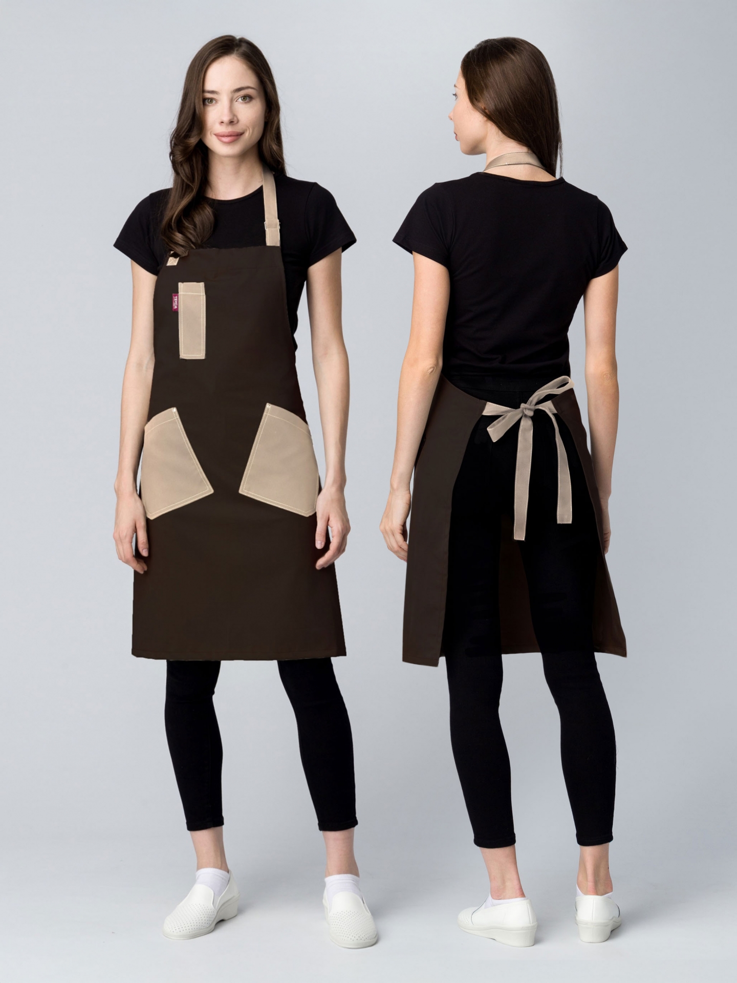 Фартук с грудкой универсальный Крафт (тк.Форвард,210), коричневый/бежевый (024)