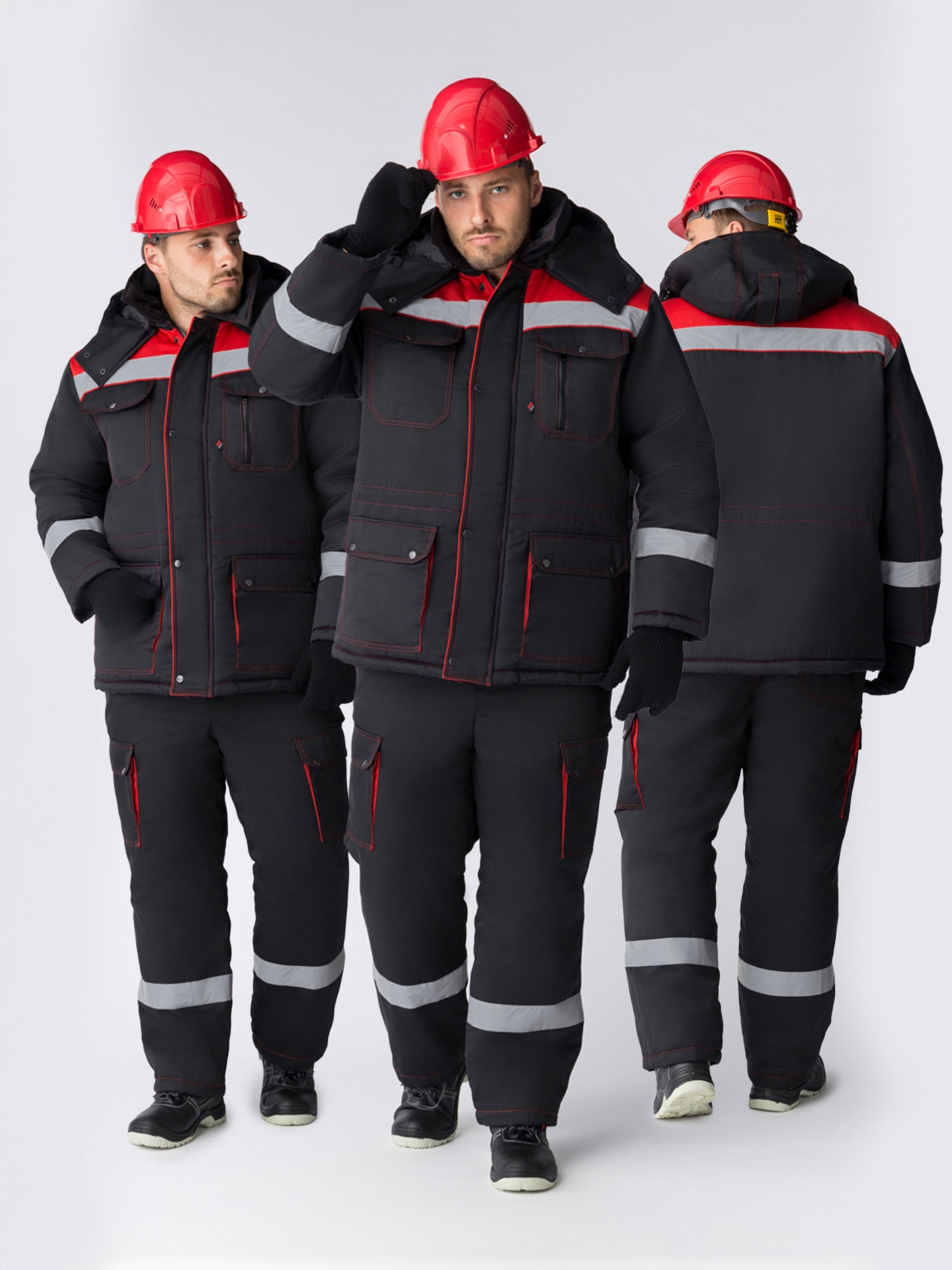 Костюм зимний Титан (тк.Смесовая,210) п/к, черный/красный