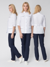 Костюм женский Орхидея (тк.ТиСи), белый/т.синий