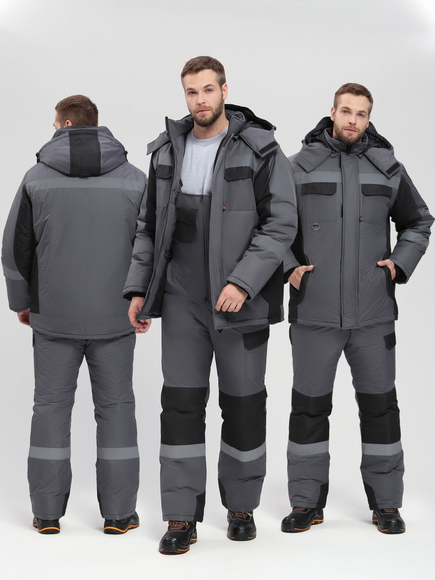 Костюм зимний Фаворит-Мега (тк.Таслан) п/к, т.серый/черный