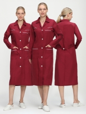 Халат женский Диана (тк.ТиСи), бордовый/белый
