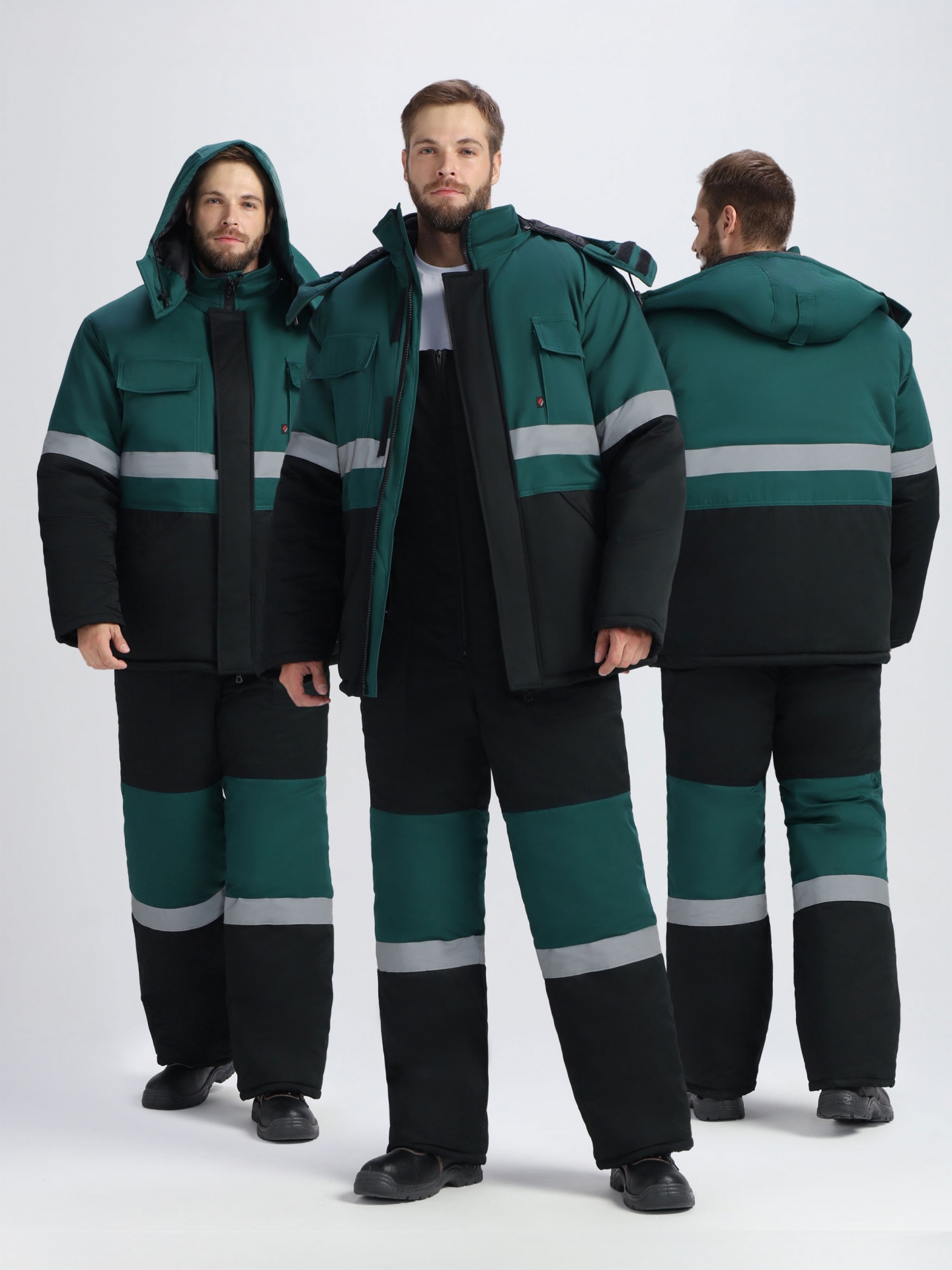 Костюм зимний Профи-Норд (тк.Смесовая,250) п/к, черный/зеленый