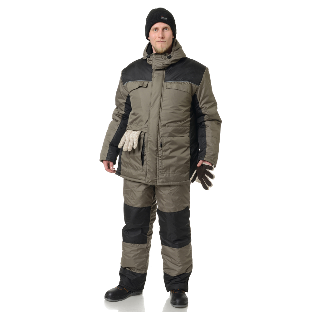 Костюм зимний Универсал (тк. Твил) п/к ПРАБО, черный/хаки (Кос212х)