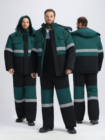 Костюм зимний Профи-Норд (тк.Смесовая,250) п/к, черный/зеленый